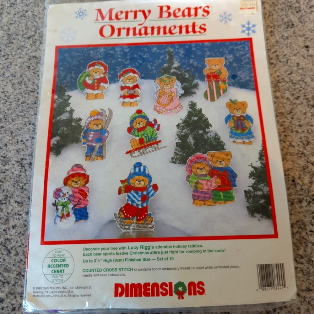 Dimensions Merry Bears Ornaments Cross Stitch Kit